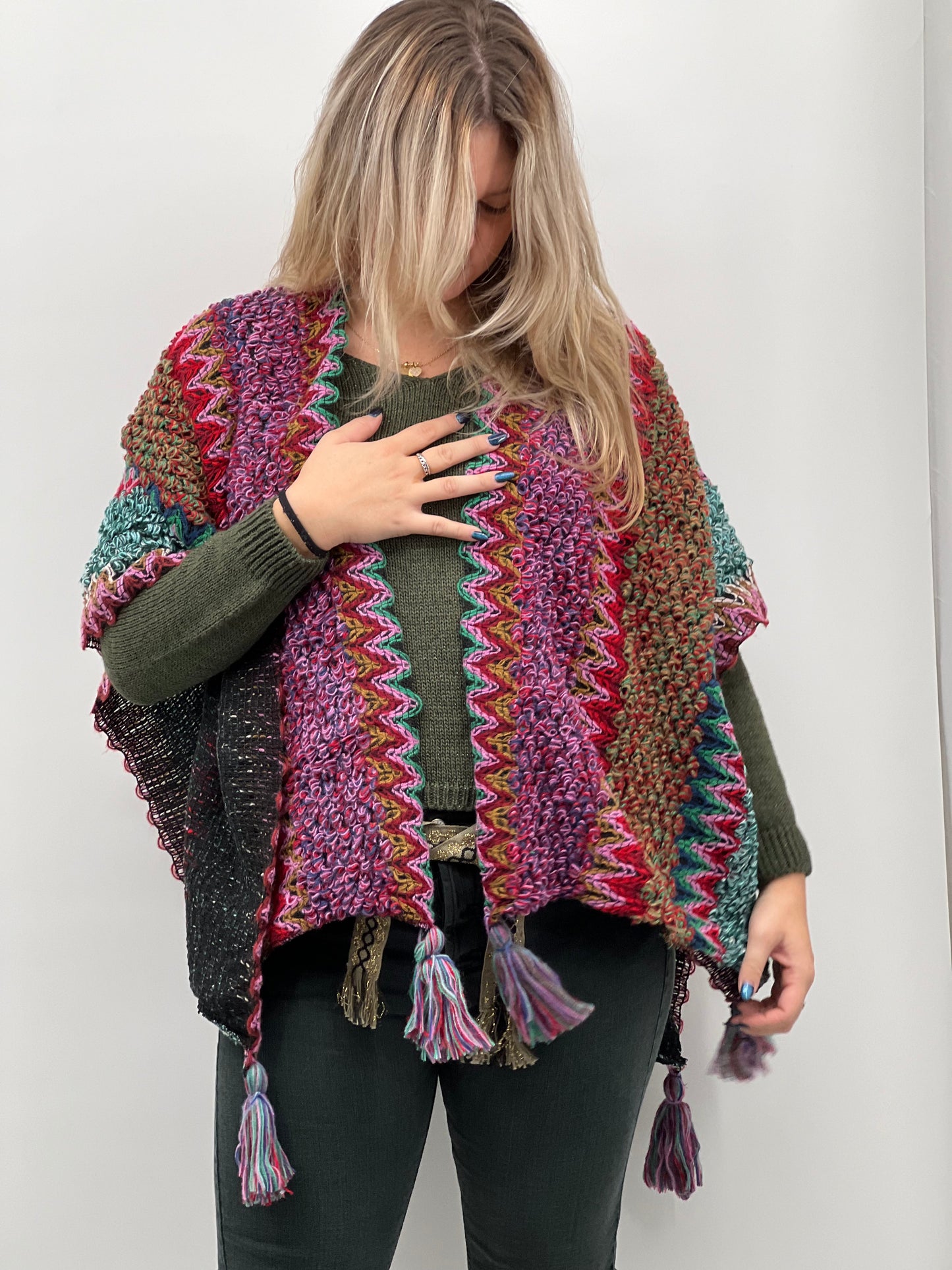 Veste Poncho Crochet Cherry boutique Poncho Crochet Cherry boutique Pink Cherryboutique