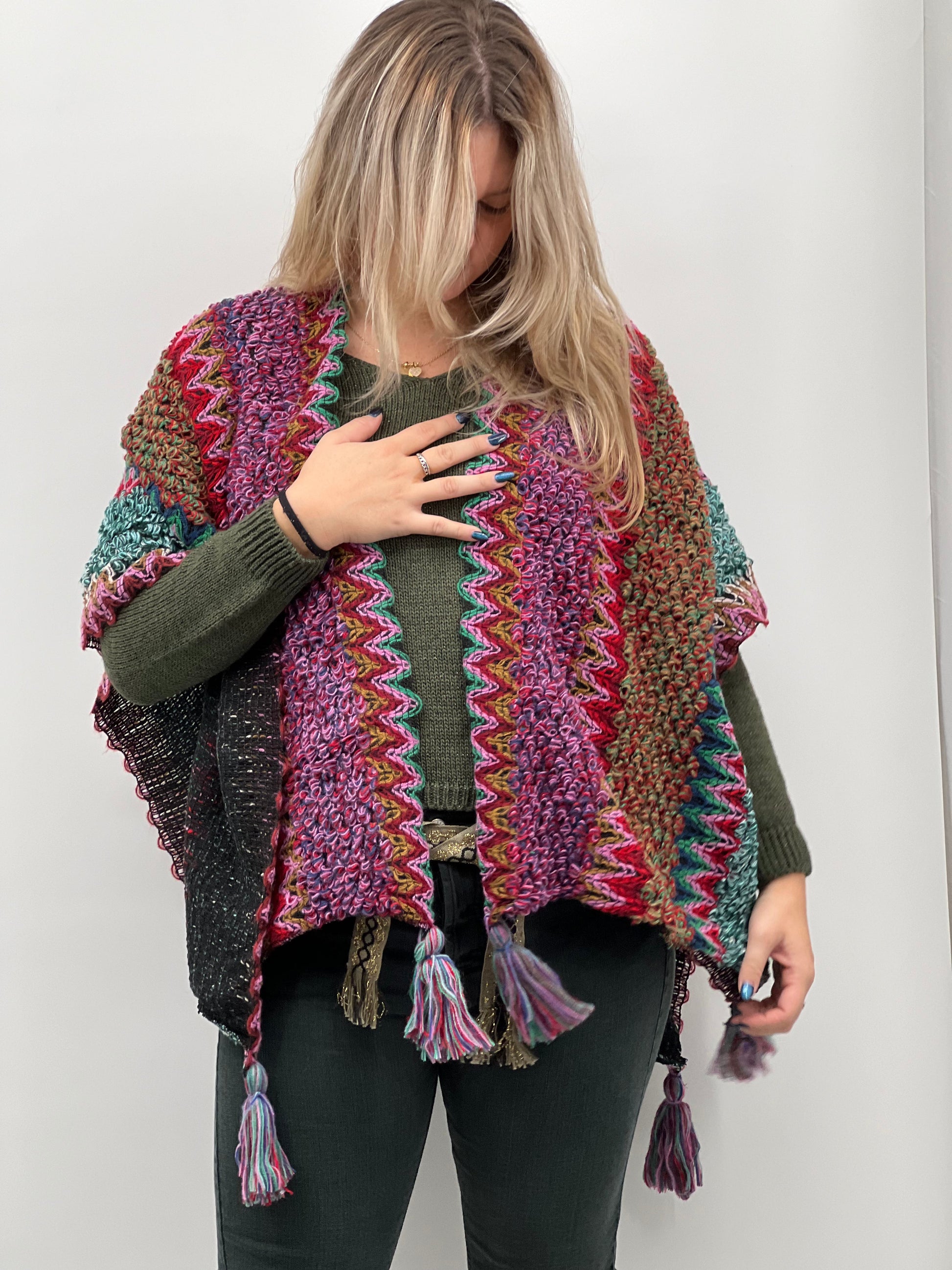 Veste Poncho Crochet Cherry boutique Poncho Crochet Cherry boutique Pink Cherryboutique